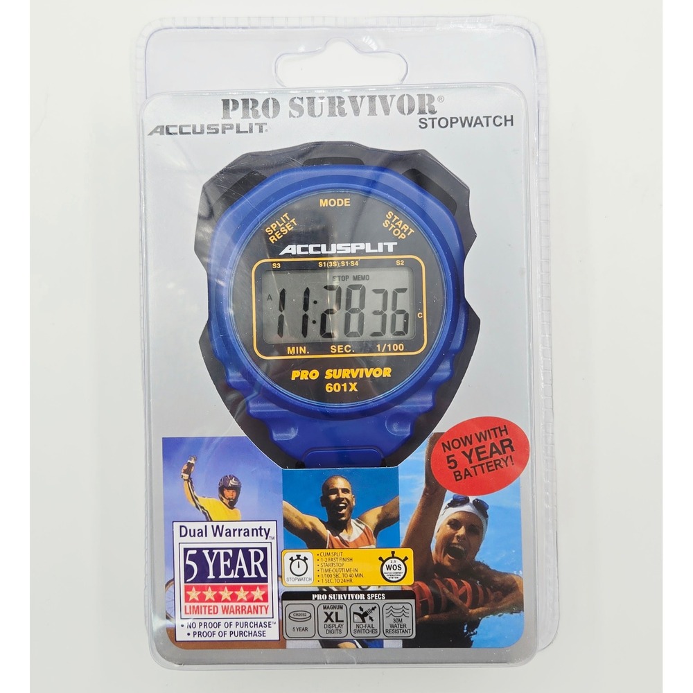 Accusplit Pro Survivor 601X Stopwatch‎ Blue Digital XL Display Water Resistant